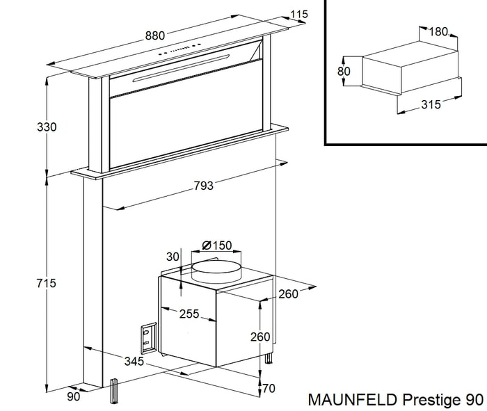 картинка Кухонная вытяжка Maunfeld Prestige 90 