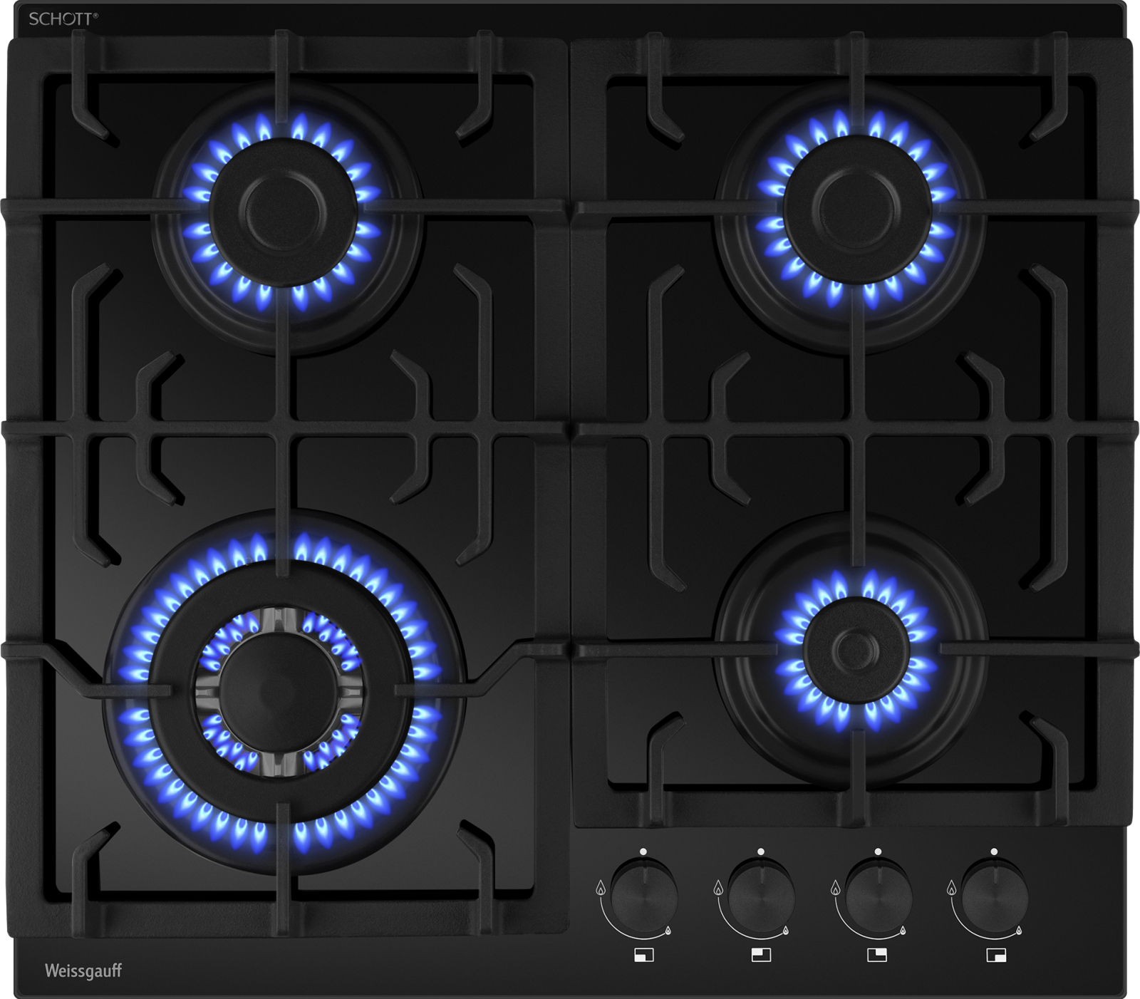 картинка Газовая варочная панель Weissgauff HGG 641 BGSV Nano Glass 