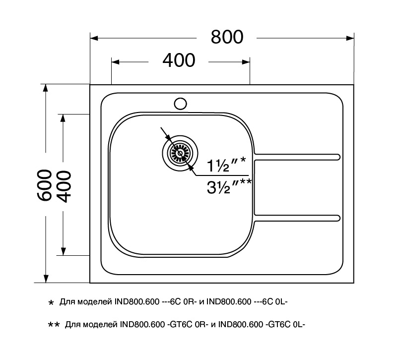 картинка Мойка для кухни Ukinox Иннова IND800.600 ---6C 0R- 