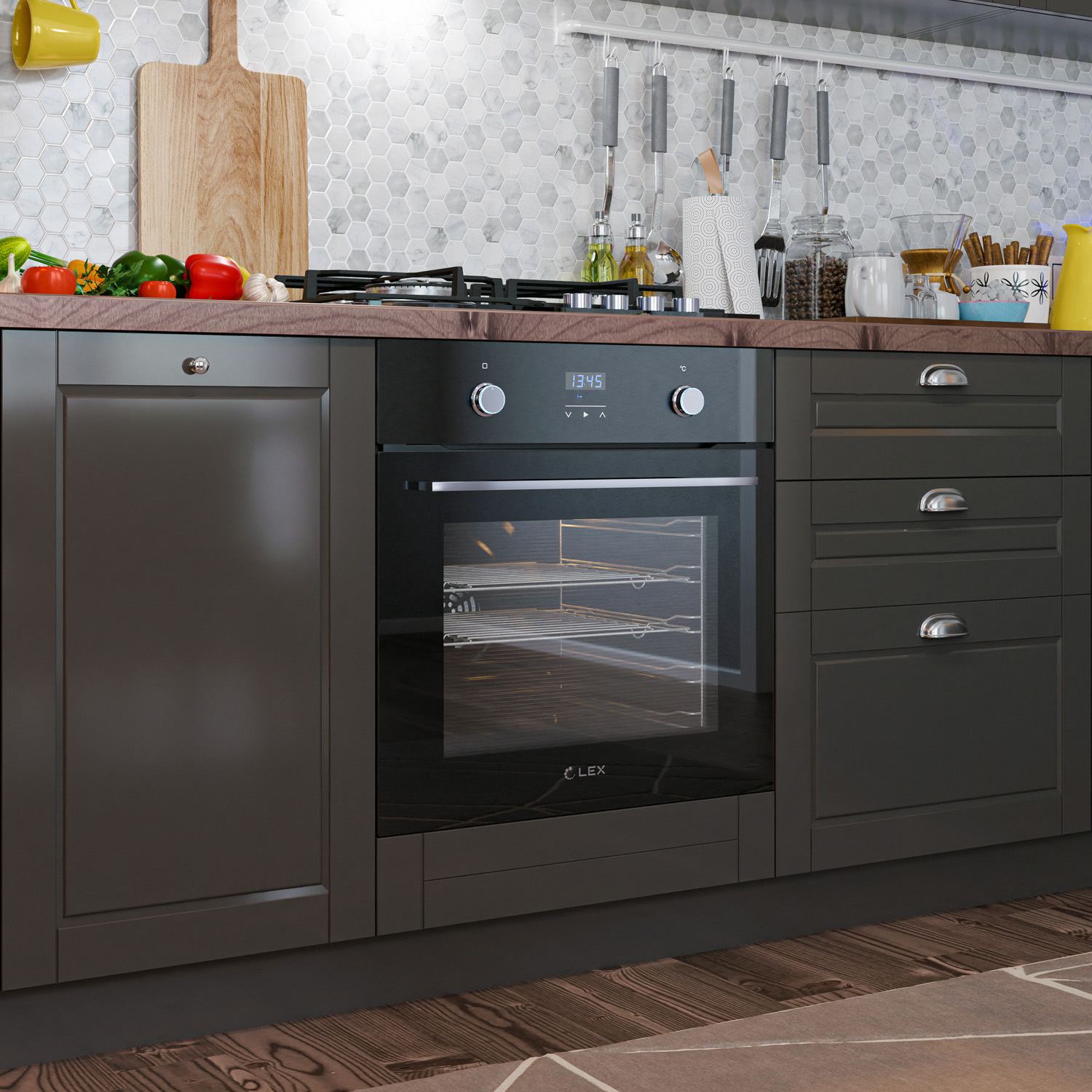 картинка Электрический духовой шкаф Lex EDP 092 BL черный 