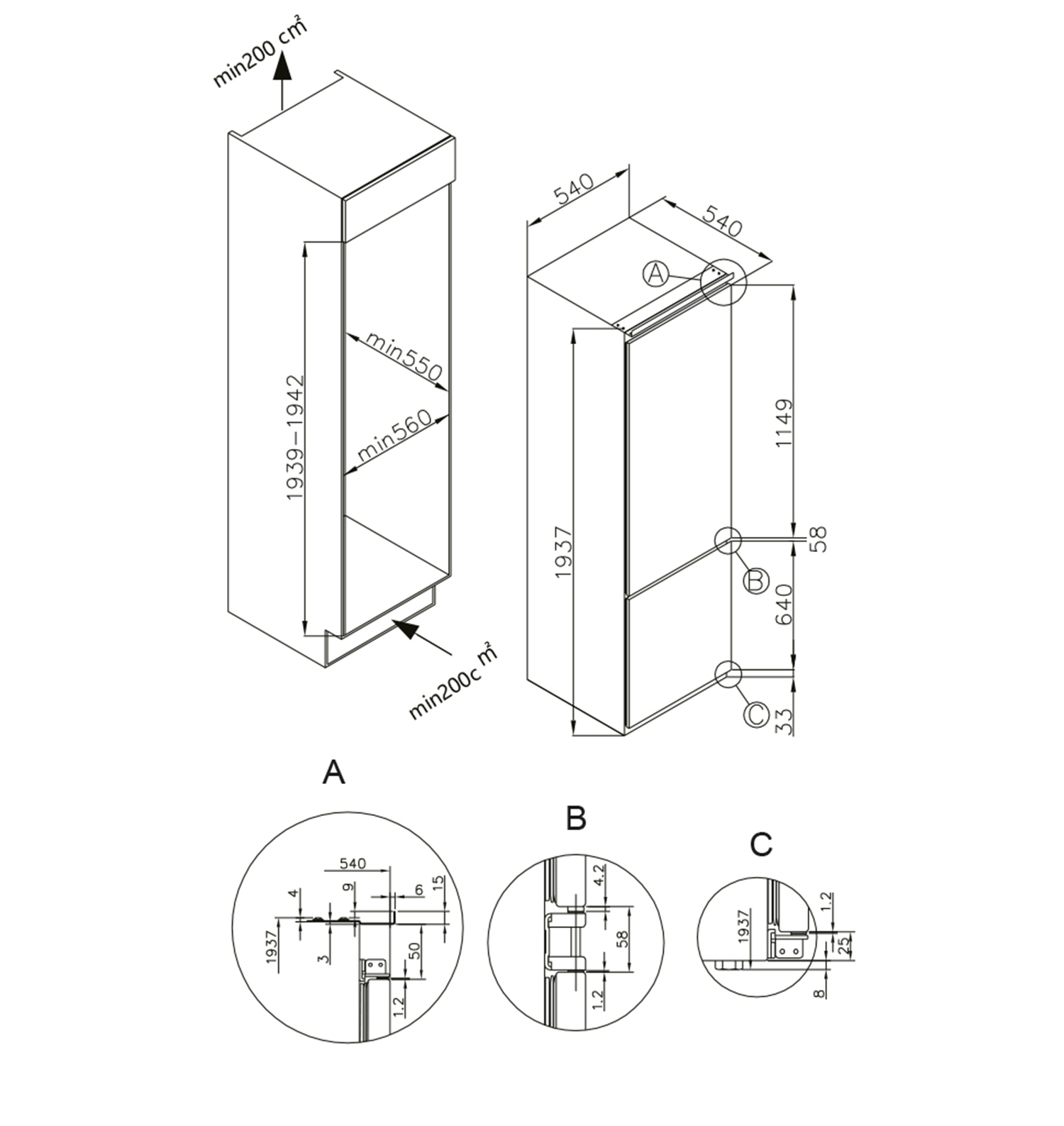 картинка Встраиваемый холодильник Lex LBI193.1D 