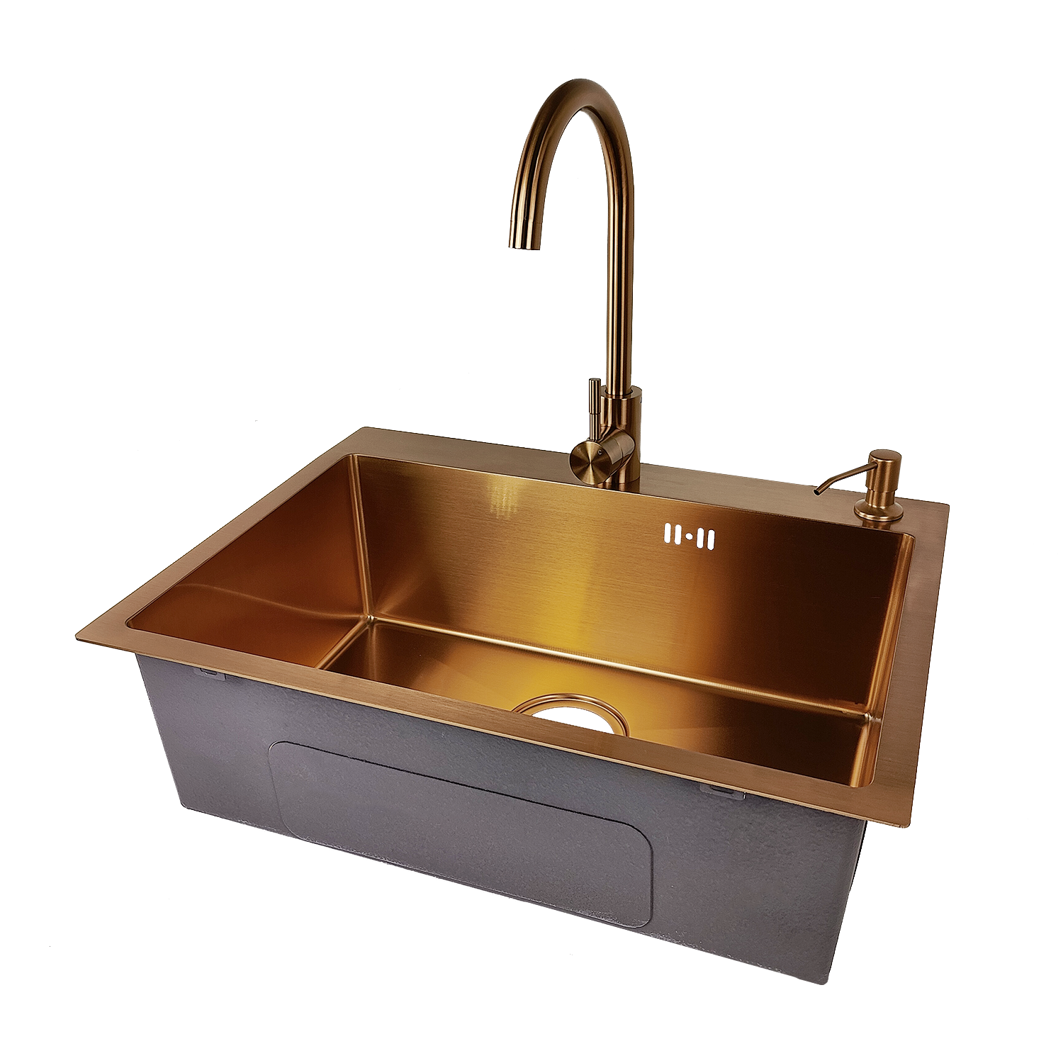 картинка Комплект Emar PVD COPPERY (мойка, смеситель, дозатор) 