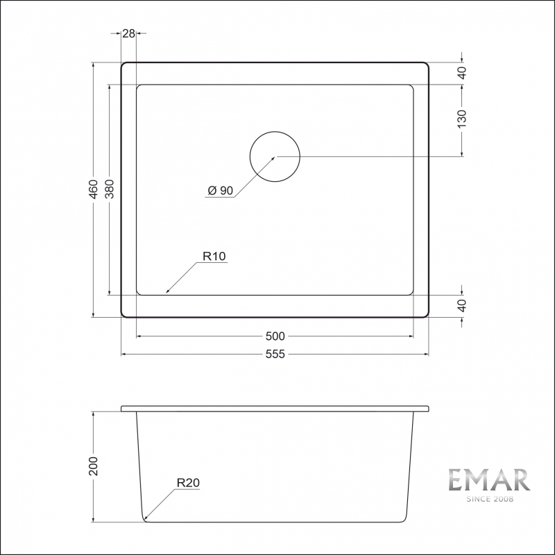 картинка Мойка для кухни Emar EMQ-1555.P 