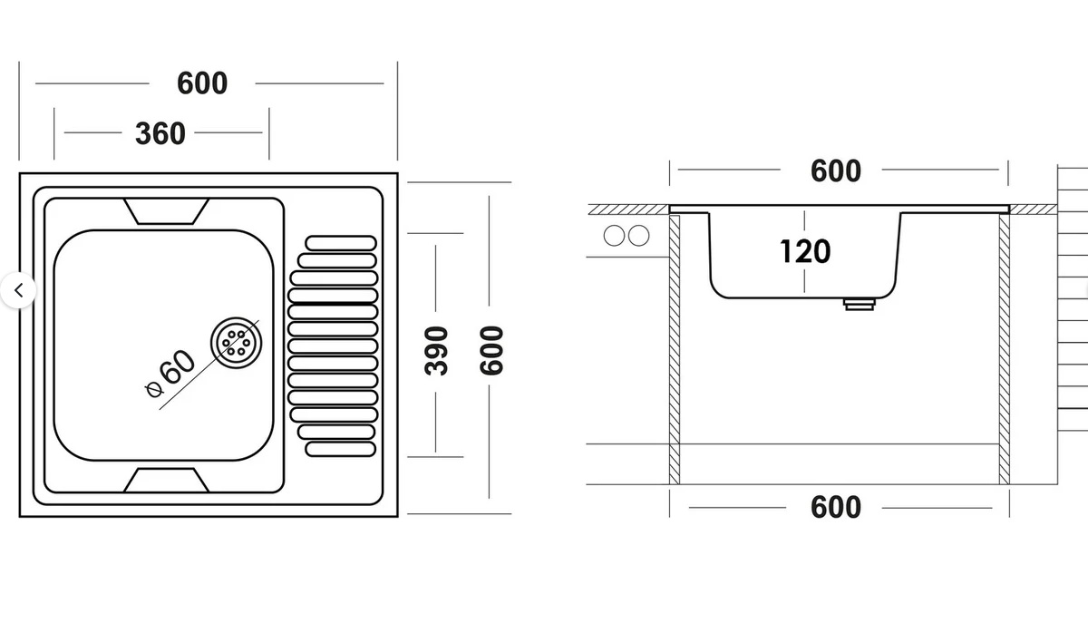 картинка Мойка для кухни Ukinox ECO600.600 L 