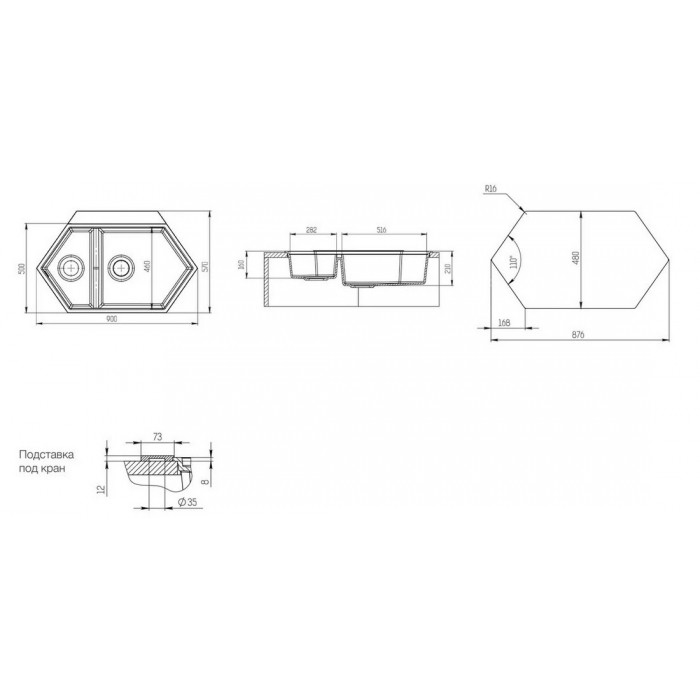 картинка |Discount| Мойка для кухни Kit Kraken CREEK графит 