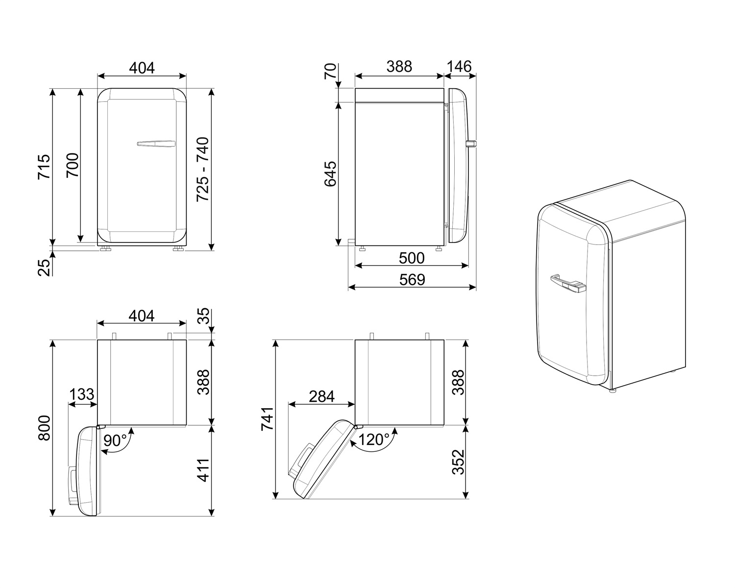 картинка Отдельностоящий мини-бар Smeg FAB5RBL5 