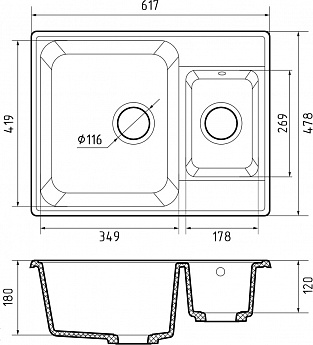 картинка Мойка для кухни Granfest-Quarz GF-Z09 серый 