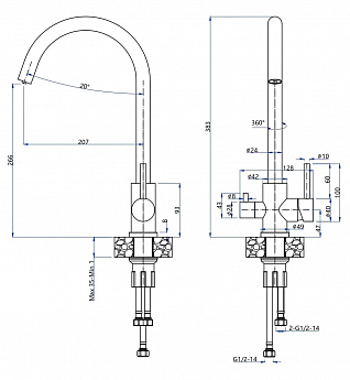 картинка Смеситель Granfest Z-5420 нержавеющая сталь 