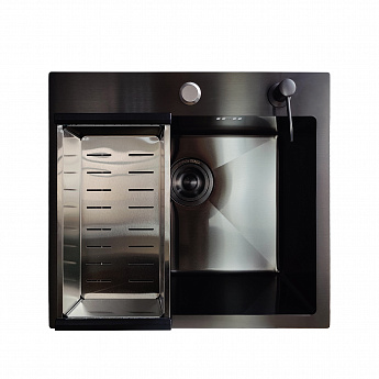 картинка Мойка для кухни Gerda GS 5045 G 4 в 1 графит (мойка, дозатор для мыла, коландер и сифон) 
