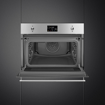 картинка Электрический духовой шкаф с функцией СВЧ Smeg SO4302M1X 