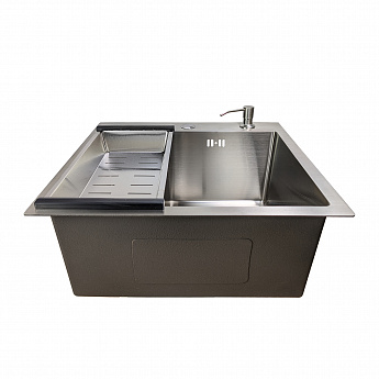 картинка Мойка для кухни Gerda GS 5045 S 4 в 1 сатин (мойка, дозатор для мыла, коландер и сифон) 