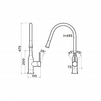 картинка Смеситель Omoikiri YATOMI-BN-WH нержавеющая сталь 