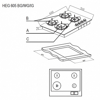 картинка Варочная панель Evelux HEG 605 BG 