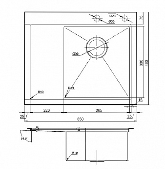 картинка |Discount| Кухонная мойка для кухни Gerda GS 6548L G 