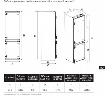 картинка Встраиваемый холодильник Midea MDRE367FGE01 