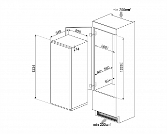 картинка Встраиваемый холодильник Smeg S8C124DE1 