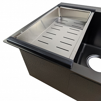 картинка Мойка для кухни Gerda GS 5045 G 4 в 1 графит (мойка, дозатор для мыла, коландер и сифон) 