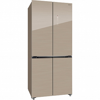 картинка Отдельностоящий холодильник Hiberg RFQ-600DX NFGY INVERTER бежевое стекло 