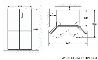 картинка Полувстраиваемый холодильник Maunfeld MFF190NFDSB графит 