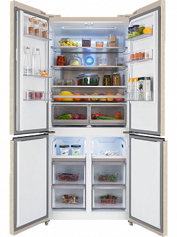 картинка Полувстраиваемый холодильник Hiberg RFQ-600DX NFYM INVERTER бежевый 