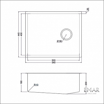 картинка Кухонная мойка Emar EMB-540(UN) PVD Black 