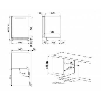 картинка Встраиваемый винный шкаф Smeg CVI638RN3 черное стекло 