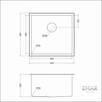 картинка Мойка для кухни Emar EMB-131 PVD Nano Golden 