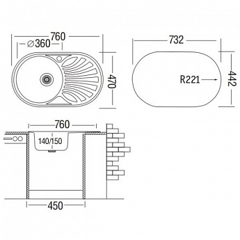 картинка Мойка для кухни Ukinox FAD 760 GT (0,6) R сатин 