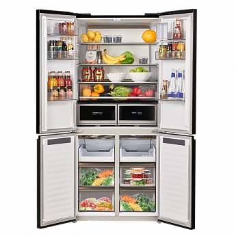 картинка Полувстраиваемый холодильник Maunfeld MFF190NFDB черный 