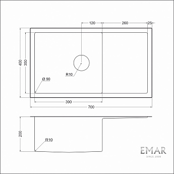 картинка Мойка для кухни EMAR EMB-124 PVD Nano Golden 