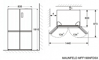 картинка Полувстраиваемый холодильник Maunfeld MFF190NFDB черный 