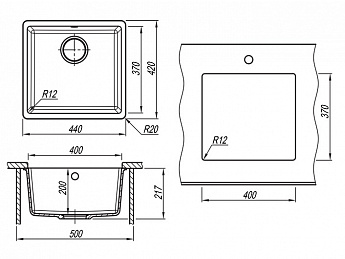 картинка |Discount| Мойка для кухни Florentina Вега-400 