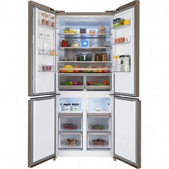 картинка Отдельностоящий холодильник Hiberg RFQ-600DX NFGY INVERTER бежевое стекло 