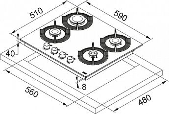 картинка Газовая варочная панель Franke FHMF 604 4GC BK 