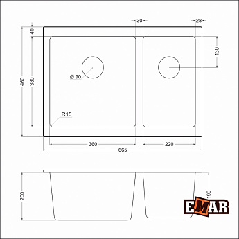 картинка Мойка для кухни Emar EMQ-2665.PL 
