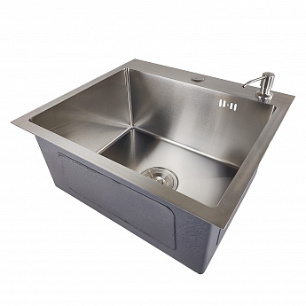 картинка Мойка для кухни Gerda GS 5045 S 4 в 1 сатин (мойка, дозатор для мыла, коландер и сифон) 