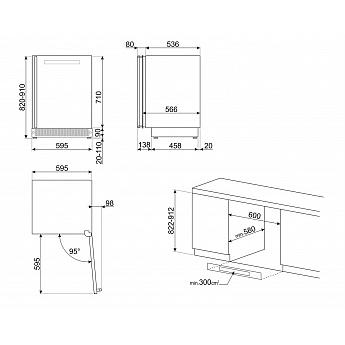 картинка Встраиваемый винный шкаф Smeg CVI138LS3 серебристое стекло Stopsol 