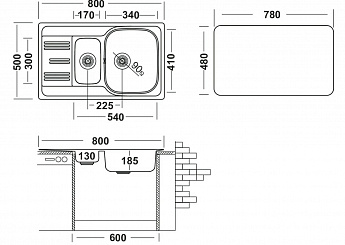 картинка Мойка Ukinox GRP800.500 15GT8K -O 
