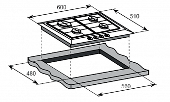 картинка Газовая варочная панель Weissgauff HG 640 BFh 