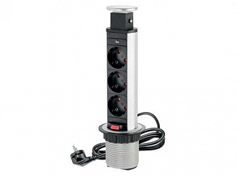 картинка Встраиваемая розетка GLS 3X16 EURO серебристый 