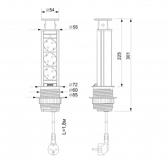 картинка |Discount| Встраиваемая розетка GLS 3X16 EURO черный  картинка |Discount| Встраиваемая розетка GLS 3X16 EURO черный