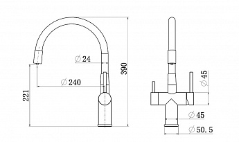 картинка Смеситель LONGRAN Sprint logic LM2198, Stainless Steel/Black 