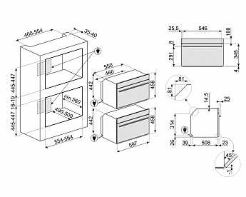 картинка Электрический духовой шкаф СВЧ Smeg SO4102M1B3 