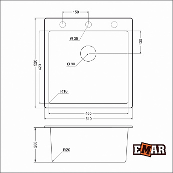 картинка Мойка для кухни Emar EMQ-1510.Q 
