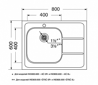 картинка Мойка для кухни Ukinox Иннова IND800.600 ---6C 0L- 