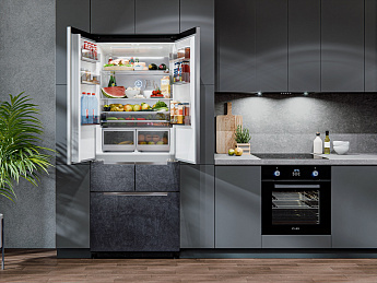 картинка Полувстраиваемый холодильник Lex LFD424STGIDBI каменно-серая стеклянная дверца 