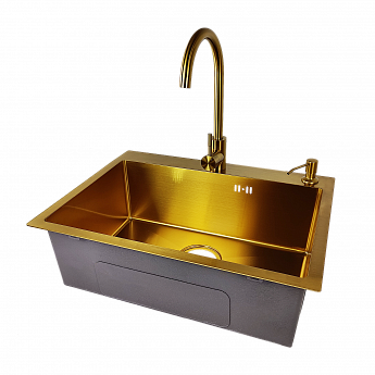 картинка Смеситель Emar ЕСВ-3020 PVD GOLDEN высокий излив 