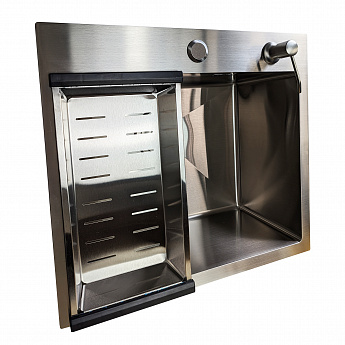 картинка Мойка для кухни Gerda GS 5045 S 4 в 1 сатин (мойка, дозатор для мыла, коландер и сифон) 