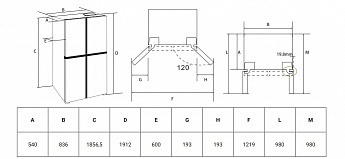 картинка Полувстраиваемый холодильник Hiberg RFQ-600DX NFGY inverter бежевый 