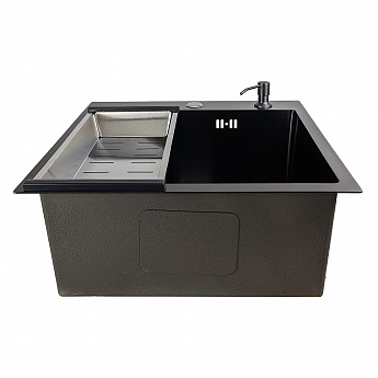 картинка Мойка для кухни Gerda GS 5045 G 4 в 1 графит (мойка, дозатор для мыла, коландер и сифон) 